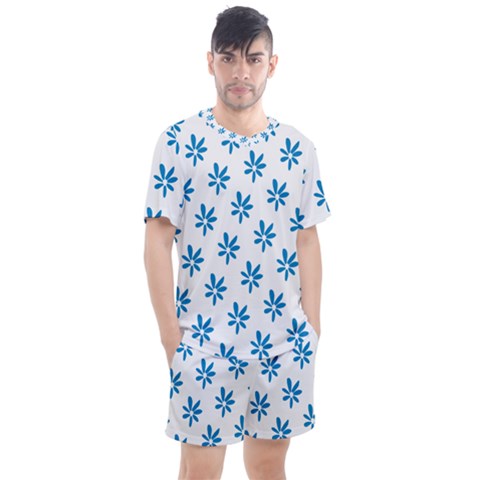 Little Blue Daisies  Men s Mesh Tee And Shorts Set by ConteMonfrey