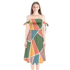 Geometric Colors   Shoulder Tie Bardot Midi Dress by ConteMonfrey