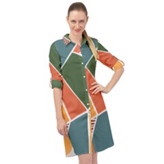 Geometric Colors   Long Sleeve Mini Shirt Dress by ConteMonfrey