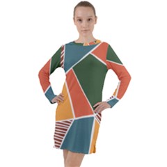 Geometric Colors   Long Sleeve Hoodie Dress by ConteMonfrey