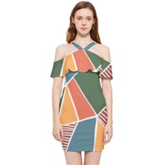 Geometric Colors   Shoulder Frill Bodycon Summer Dress by ConteMonfrey