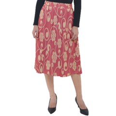 Pink Floral Wall Classic Velour Midi Skirt  by ConteMonfrey