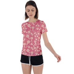 Pink Floral Wall Back Circle Cutout Sports Tee by ConteMonfrey