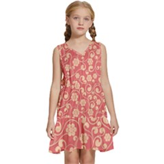 Pink Floral Wall Kids  Sleeveless Tiered Mini Dress by ConteMonfrey