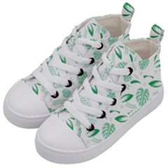 Green Nature Leaves Draw   Kids  Mid-top Canvas Sneakers by ConteMonfrey
