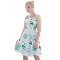 Green Nature Leaves Draw   Knee Length Skater Dress by ConteMonfrey