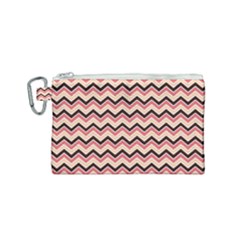 Geometric Pink Waves  Canvas Cosmetic Bag (small) by ConteMonfrey