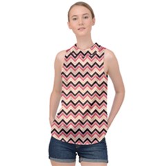 Geometric Pink Waves  High Neck Satin Top by ConteMonfrey