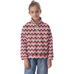 Geometric Pink Waves  Kids  Half Zip Hoodie by ConteMonfrey