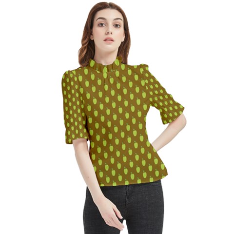 All The Green Apples  Frill Neck Blouse by ConteMonfrey