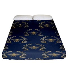 Blue Golden Bee Fitted Sheet (King Size)