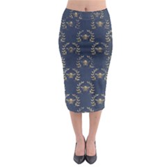 Blue Golden Bee Midi Pencil Skirt