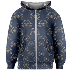 Blue Golden Bee Kids  Zipper Hoodie Without Drawstring by ConteMonfrey