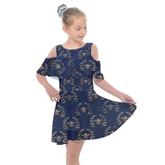 Blue Golden Bee Kids  Shoulder Cutout Chiffon Dress by ConteMonfrey