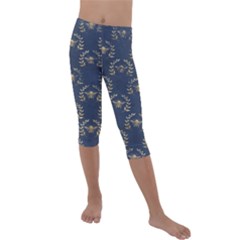 Blue Golden Bee Kids  Lightweight Velour Capri Leggings 