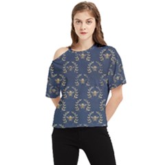 Blue Golden Bee One Shoulder Cut Out Tee