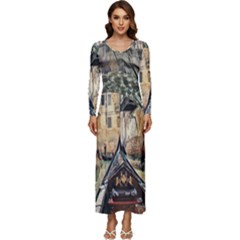 Art Venice Channel Long Sleeve Velour Longline Maxi Dress by ConteMonfrey