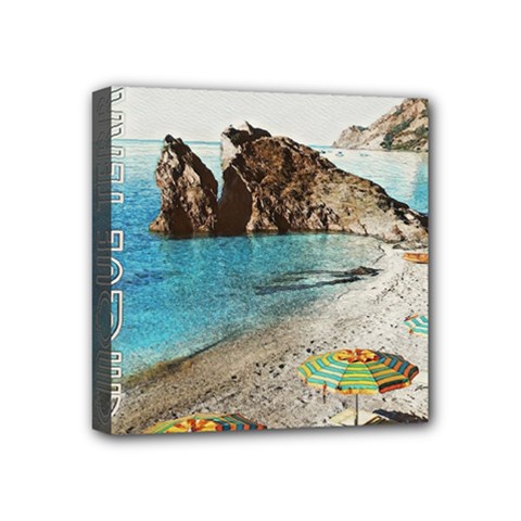 Beach Day At Cinque Terre, Colorful Italy Vintage Mini Canvas 4  X 4  (stretched) by ConteMonfrey