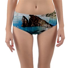 Beach Day At Cinque Terre, Colorful Italy Vintage Reversible Mid-waist Bikini Bottoms by ConteMonfrey