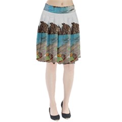 Beach Day At Cinque Terre, Colorful Italy Vintage Pleated Skirt