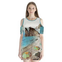 Beach Day At Cinque Terre, Colorful Italy Vintage Shoulder Cutout Velvet One Piece by ConteMonfrey