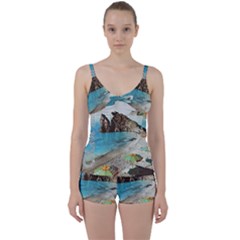 Beach Day At Cinque Terre, Colorful Italy Vintage Tie Front Two Piece Tankini by ConteMonfrey