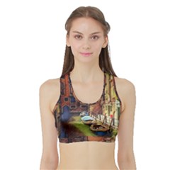 Venice Canals Art   Sports Bra With Border by ConteMonfrey