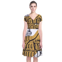 Colosseo Draw Silhouette Short Sleeve Front Wrap Dress by ConteMonfrey
