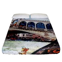 Lovely Gondola Ride - Venetian Bridge Fitted Sheet (queen Size) by ConteMonfrey