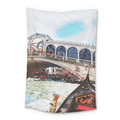 Lovely Gondola Ride - Venetian Bridge Small Tapestry by ConteMonfrey