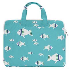 Blue Fish Pattern Macbook Pro 16  Double Pocket Laptop Bag 