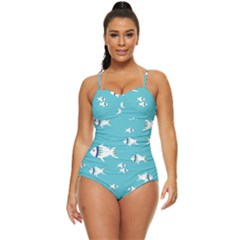 Blue Fish Pattern Retro Full Coverage Swimsuit by danenraven