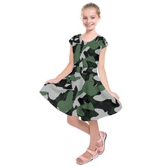 Illustration Camouflage Camo Army Soldier Abstract Pattern Kids  Short Sleeve Dress by danenraven