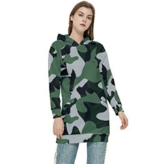 Illustration Camouflage Camo Army Soldier Abstract Pattern Women s Long Oversized Pullover Hoodie