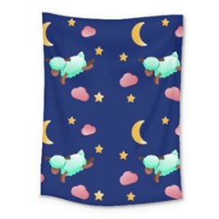 Sleepy Sheep Star And Moon Medium Tapestry