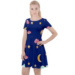 Sleepy Sheep Star And Moon Cap Sleeve Velour Dress  by danenraven