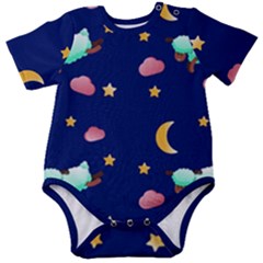 Sleepy Sheep Star And Moon Baby Short Sleeve Onesie Bodysuit by danenraven