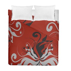 Nature Background Abstract Red Gray Black Duvet Cover Double Side (full/ Double Size) by danenraven