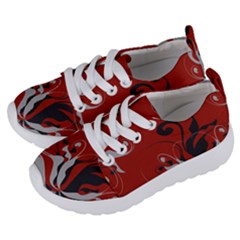 Nature Background Abstract Red Gray Black Kids  Lightweight Sports Shoes by danenraven
