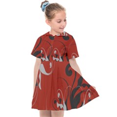 Nature Background Abstract Red Gray Black Kids  Sailor Dress by danenraven
