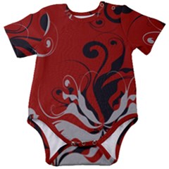 Nature Background Abstract Red Gray Black Baby Short Sleeve Onesie Bodysuit by danenraven