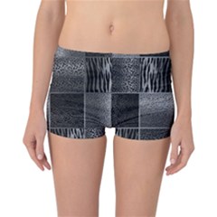 Gray Animal Print Reversible Boyleg Bikini Bottoms