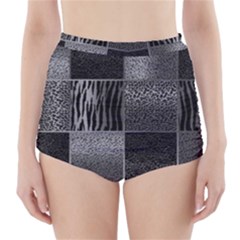 Gray Animal Print High-waisted Bikini Bottoms