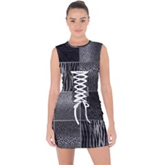 Gray Animal Print Lace Up Front Bodycon Dress