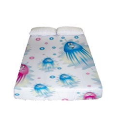Jellyfis Pink Blue Cartoon Fitted Sheet (full/ Double Size)
