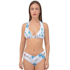 Jellyfis Pink Blue Cartoon Double Strap Halter Bikini Set by danenraven