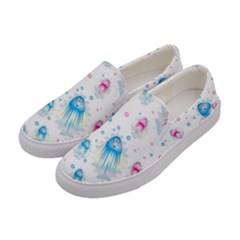 Jellyfis Pink Blue Cartoon Women s Canvas Slip Ons by danenraven