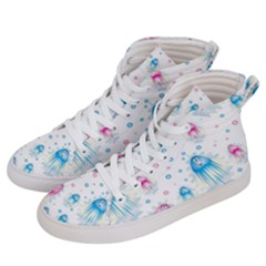 Jellyfis Pink Blue Cartoon Men s Hi-top Skate Sneakers by danenraven