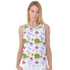 Turtle Animal Sea Life Women s Basketball Tank Top by danenraven