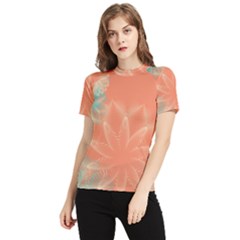 Teal Coral Abstract Floral Cream Women s Short Sleeve Rash Guard by danenraven